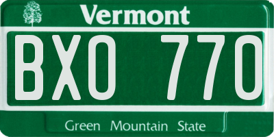 VT license plate BXO770