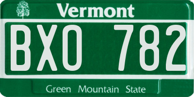 VT license plate BXO782