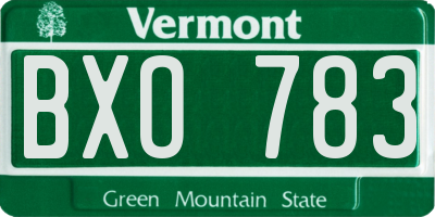 VT license plate BXO783