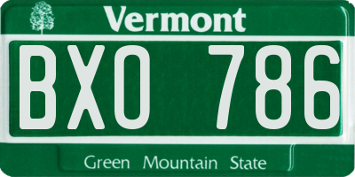 VT license plate BXO786
