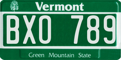VT license plate BXO789
