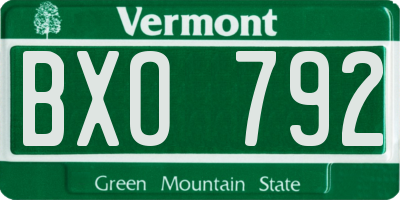 VT license plate BXO792