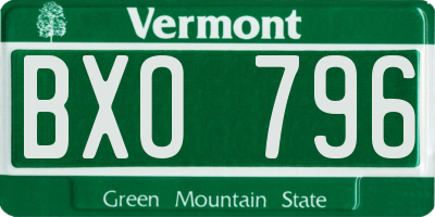 VT license plate BXO796