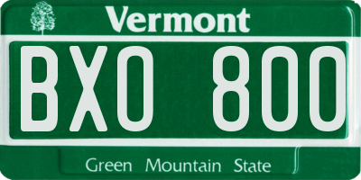 VT license plate BXO800