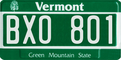 VT license plate BXO801