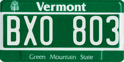 VT license plate BXO803