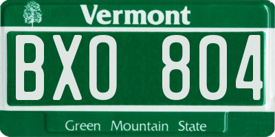VT license plate BXO804