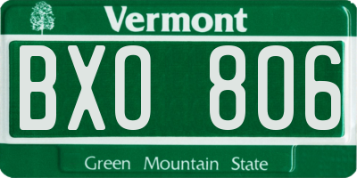 VT license plate BXO806