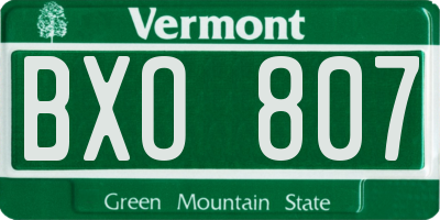 VT license plate BXO807