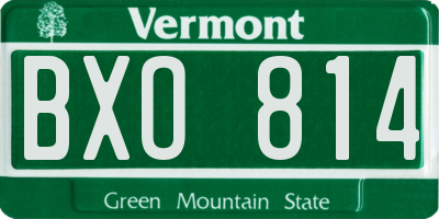 VT license plate BXO814