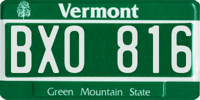 VT license plate BXO816