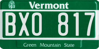 VT license plate BXO817