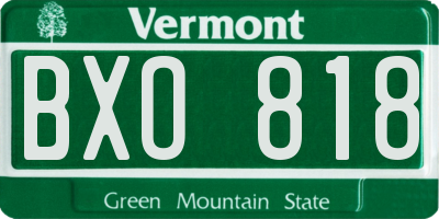 VT license plate BXO818