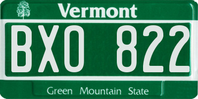 VT license plate BXO822