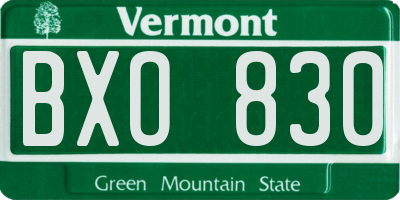 VT license plate BXO830
