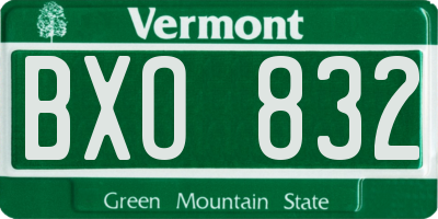 VT license plate BXO832