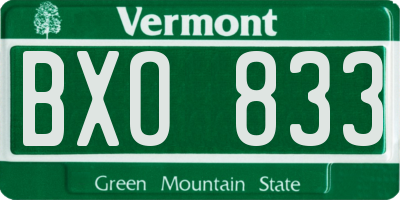 VT license plate BXO833