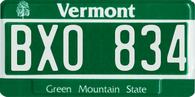 VT license plate BXO834