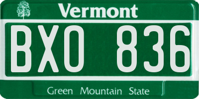 VT license plate BXO836