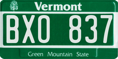 VT license plate BXO837