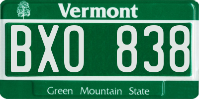 VT license plate BXO838