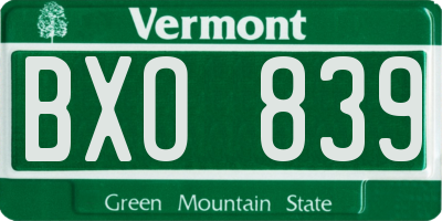 VT license plate BXO839