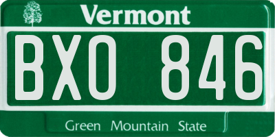 VT license plate BXO846