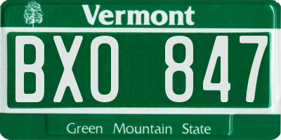 VT license plate BXO847