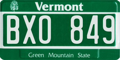 VT license plate BXO849