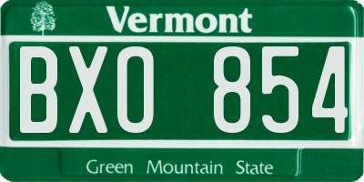 VT license plate BXO854