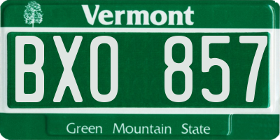 VT license plate BXO857