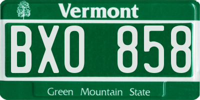 VT license plate BXO858