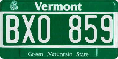 VT license plate BXO859