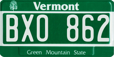 VT license plate BXO862