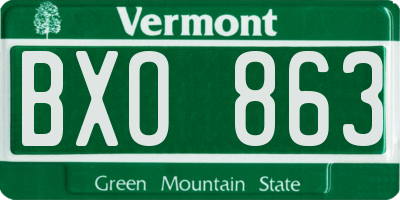VT license plate BXO863