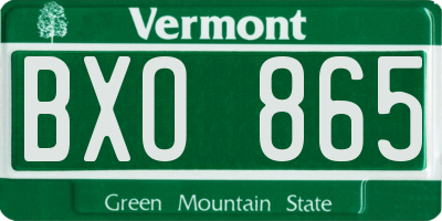 VT license plate BXO865
