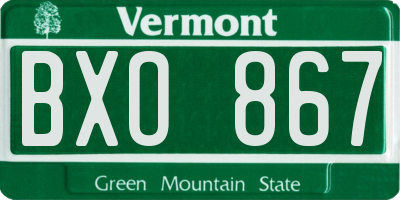 VT license plate BXO867