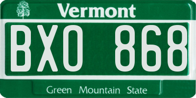 VT license plate BXO868