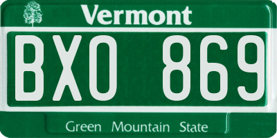 VT license plate BXO869