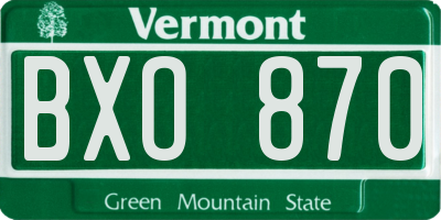 VT license plate BXO870