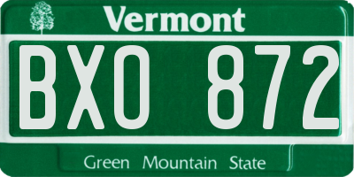 VT license plate BXO872