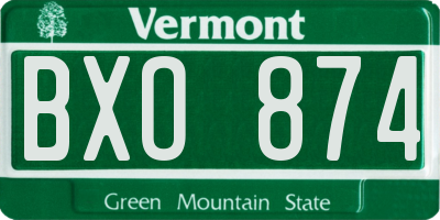 VT license plate BXO874
