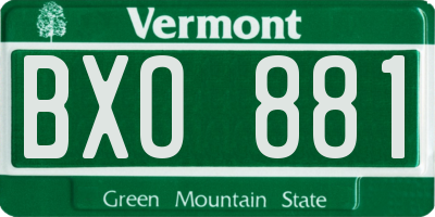 VT license plate BXO881