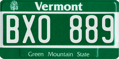 VT license plate BXO889