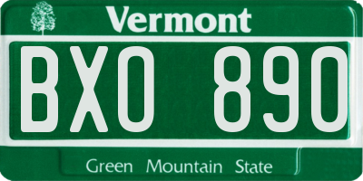 VT license plate BXO890