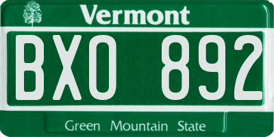 VT license plate BXO892