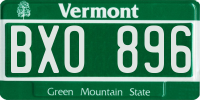 VT license plate BXO896