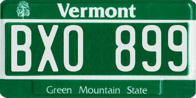 VT license plate BXO899