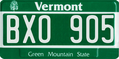 VT license plate BXO905
