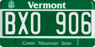 VT license plate BXO906